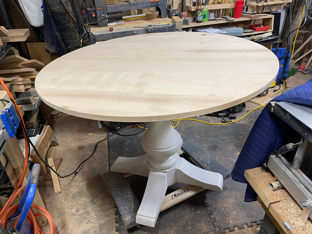 Solid birch pedestal dining table