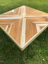 Load image into Gallery viewer, Cedar strip cross pattern end table
