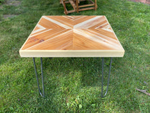 Load image into Gallery viewer, Cedar strip cross pattern end table
